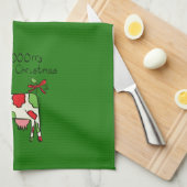 牛の漫画おもしろいクリスマスホリデー キッチンタオル (四つ折り)