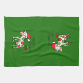 牛の漫画おもしろいクリスマスホリデー キッチンタオル (横)