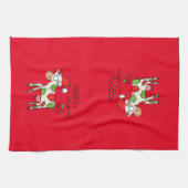 牛の漫画おもしろいクリスマスホリデー キッチンタオル (横)