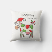 牛の漫画おもしろいクリスマスホリデー クッション (裏面)