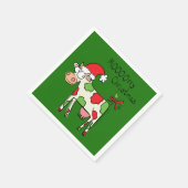 牛の漫画おもしろいクリスマスホリデー スタンダードカクテルナプキン (角)