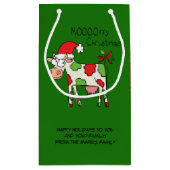 牛の漫画おもしろいクリスマスホリデー スモールペーパーバッグ (裏面)