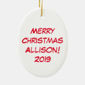 牛の漫画おもしろいクリスマスホリデー セラミックオーナメント (裏面)