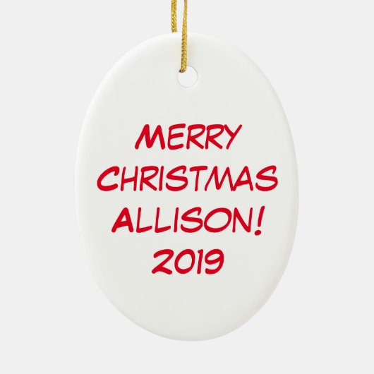 牛の漫画おもしろいクリスマスホリデー セラミックオーナメント (裏面)