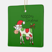 牛の漫画おもしろいクリスマスホリデー セラミックオーナメント (左)