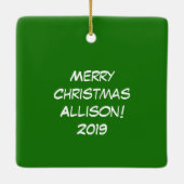 牛の漫画おもしろいクリスマスホリデー セラミックオーナメント (裏面)