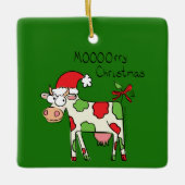 牛の漫画おもしろいクリスマスホリデー セラミックオーナメント (正面)