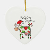 牛の漫画おもしろいクリスマスホリデー セラミックオーナメント (正面)