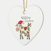 牛の漫画おもしろいクリスマスホリデー セラミックオーナメント (左)