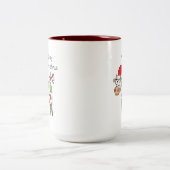 牛の漫画おもしろいクリスマスホリデー ツートーンマグカップ (中央)