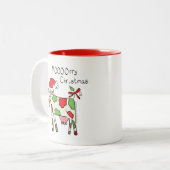 牛の漫画おもしろいクリスマスホリデー ツートーンマグカップ (正面左)