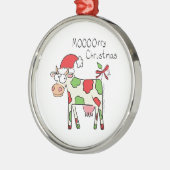 牛の漫画おもしろいクリスマスホリデー メタルオーナメント (左)