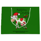 牛の漫画おもしろいクリスマスホリデー ラージペーパーバッグ (正面)
