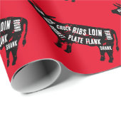 牛の牛の牛の肉はクリスマスを切る ラッピングペーパー (ロールコーナー)