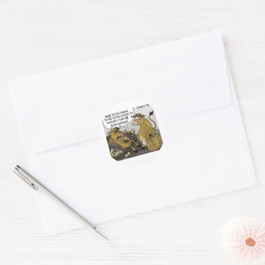 牛の牛の離婚おもしろい漫画のギフト&ティー ラウンドシール (封筒)