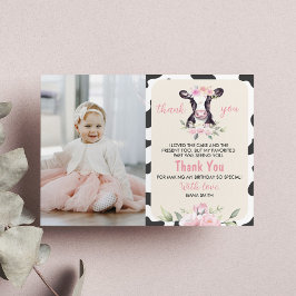 牛の牧場の誕生日写真感謝カード サンキューカード