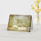 牛の牧草地グランジ カード (黄色い花)