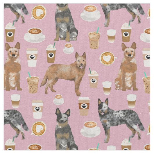 牛の犬とコーヒーの紫 ファブリック (クローズアップ)