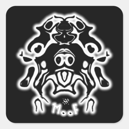 牛の犬のスケッチv4 スクエアシール (正面)