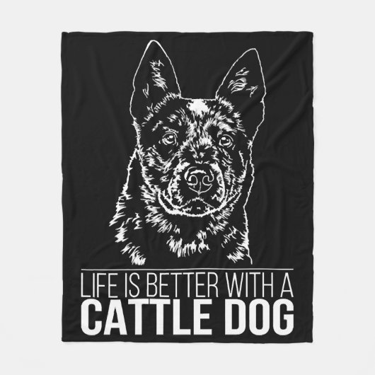 牛の犬の生活がより良い犬のことわざ フリースブランケット (正面)