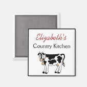 牛の田舎のキッパーソナライズされたチン マグネット (正面/裏面)