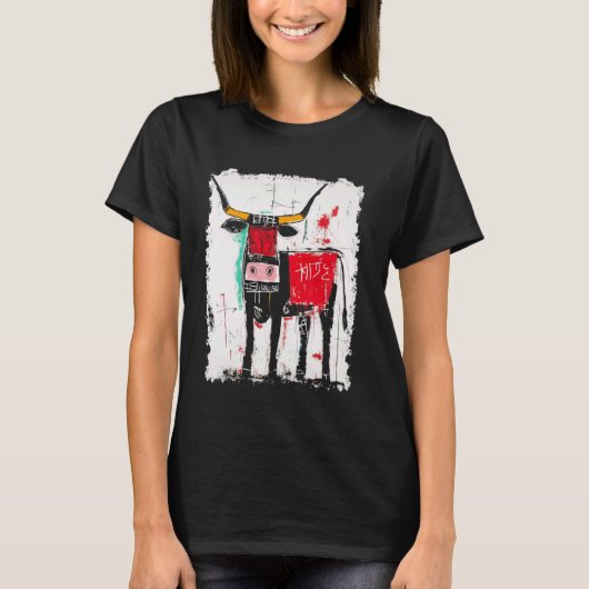 牛の男性のグラフィティアート Tシャツ (正面)