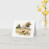 牛の畑が広がる国の風景空白の カード (黄色い花)