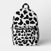 牛の白黒の牛革質感 プリントバックパック (正面)