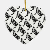 牛の白黒シルエット セラミックオーナメント (正面)