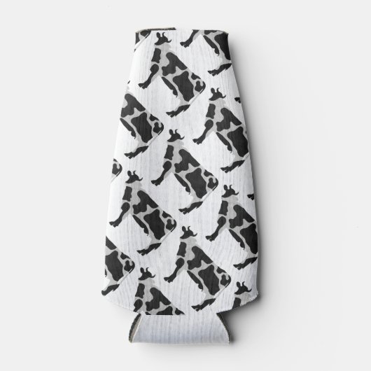 牛の白黒シルエット ボトルクーラー (正面)