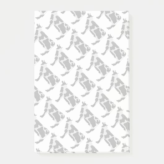 牛の白黒シルエット ポストイット (正面)