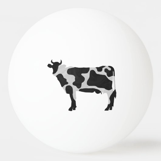 牛の白黒シルエット 卓球ボール (裏面)
