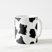 牛の皮の白黒パターン コーヒーマグカップ (正面右)