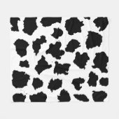 牛の皮の白黒パターン フリースブランケット (正面(横))