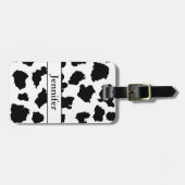 牛の皮の白黒パターン ラゲッジタグ (正面横)