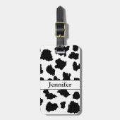 牛の皮の白黒パターン ラゲッジタグ (正面縦)