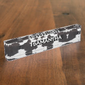 牛の皮白黒 デスクネームプレート (側面)