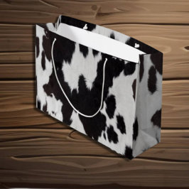 牛の皮白黒 ラージペーパーバッグ
