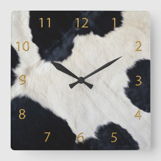 牛の皮 スクエア壁時計 (正面)