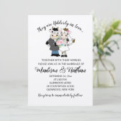 牛の結婚カップルおもしろい漫画の牛/牛のカップル 招待状 (スタンド正面)