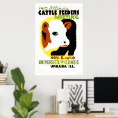 牛の給餌業者イリノイ1940 WPA ポスター (ホームオフィス)