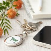 牛の緑と白のシルエット キーホルダー (側面)