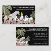 牛の羊の犬の猫の鳥うさぎアヒルのパームブラック 名刺 (正面/裏面)