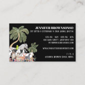 牛の羊の犬の猫の鳥うさぎアヒルのパームブラック 名刺 (裏面)