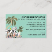 牛の羊の犬の猫の鳥うさぎ鴨グリーンパーム 名刺 (裏面)