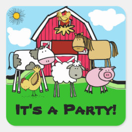 牛の羊の豚チキンファーム動物のシール スクエアシール