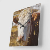 牛の美しい – 牛 スクエア壁時計 (傾斜)