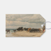 牛の群れが海の横に(by Eugene Burnand) ギフトタグ (正面(横))