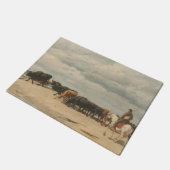 牛の群れが海の横に(by Eugene Burnand) ドアマット (アングル)