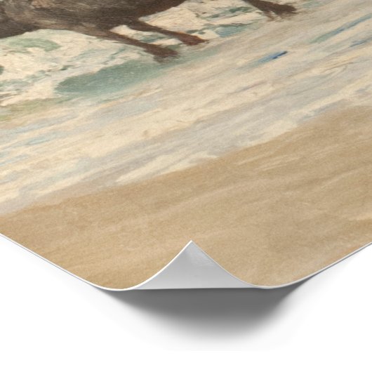 牛の群れが海の横に(by Eugene Burnand) ポスター (角)